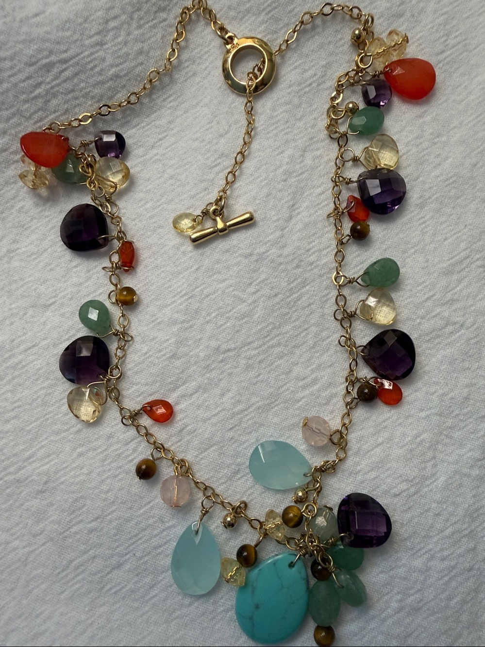Ralph Lauren Semi Precious Bohemian Necklace Signed Toggle NWOT